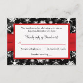 黒、白、赤の雪の結晶　ウェディング　返信カード 出欠カード (裏面)