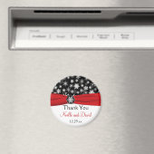 黒、白、赤の雪片結婚式の引き出物磁石 マグネット (インサイチュ (食洗機))