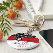 黒、白、赤の雪結婚片のキーチェーン キーホルダー (側面)