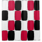 黒・白・赤の魚眼 シャワーカーテン (正面)