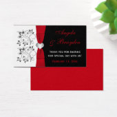 黒、白、赤フローラ、ハート結婚式の引き出物ラベル (デスク)