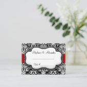 黒/白/赤リボンダマスクの結婚式 プレイスカード (スタンド正面)