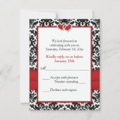 黒 白 赤 ダマスク, ハートのつながる RSVP カード (裏面)