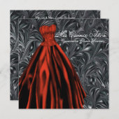 黒 白 赤 ドレス 黒 赤 キンセアニエラ 招待状 (正面/裏面)