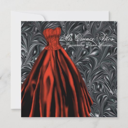 黒 白 赤 ドレス 黒 赤 キンセアニエラ 招待状 (正面)