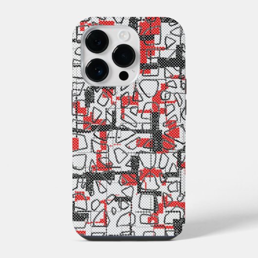 黒 白 赤 パターン  iPhoneケース (裏面)