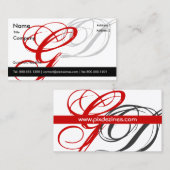 黒 白 赤 ビジネス カード モノグラム A から Z (正面/裏面)