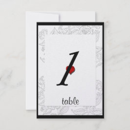 黒 白 赤 ボヘミアンポッシュ ウェディング テーブル カード