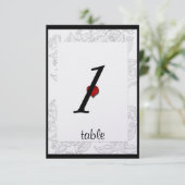 黒 白 赤 ボヘミアンポッシュ ウェディング テーブル カード (スタンド正面)