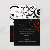 黒/白/赤 リバース スワール ありがとう ノート カード (正面/裏面)