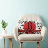 黒 白 赤 リボン ダルメシアン スポット 誕生日 パーティー ランバークッション (椅子)