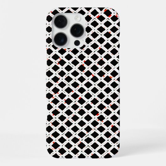 黒 白 赤 抽象的パターン おしゃれ iPhoneケース (裏面)