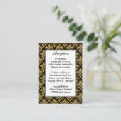 黒、白、金のダマスク模様のレセプション用エンクロージャーカード エンクロージャーカード (スタンド正面)