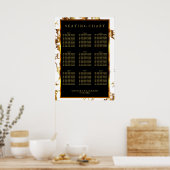 黒、白、金ゴールドの大理石 – 座席表(9) ポスター (キッチン)