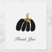 黒、白、金ゴールドの定型化されたカボチャ ワインラベル (シングルラベル)