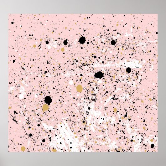 黒、白、金ゴールドドット、抽象芸術 ポスター (正面)