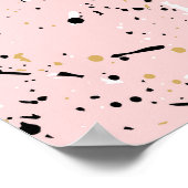 黒、白、金ゴールドドット、抽象芸術 ポスター (角)