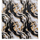 黒、白、金ゴールド大理石 シャワーカーテン (正面)