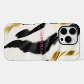 黒 白 金 牛革 iPhoneケース (裏面横)