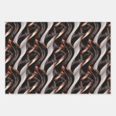 黒、白、銅の抽象芸術3D錯覚 ラッピングペーパーシート (正面)