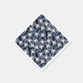 黒、白、青のタコのシームレスパターン スタンダードカクテルナプキン (角)