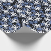 黒、白、青のタコのシームレスパターン ラッピングペーパー (角)