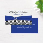 黒、白、青のダマスクウェディングメッセージカード (デスク)