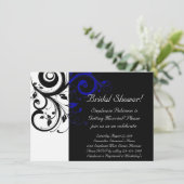 黒、白、青の旋回ブライダルシャワー/一般 招待状 (スタンド正面)
