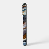 黒 白 青 灰色 テラコッタ アゲート ジオード iPhone 15ケース (左側面)