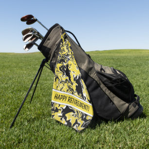 黒、白、黄の渦  ゴルフタオル