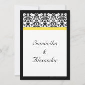 黒、白、黄色のダマスク写真 セーブ・ザ・デート (裏面)