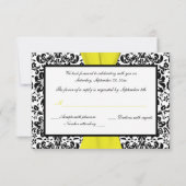 黒、白、黄色のダマスク柄プリントリボン　出欠返信 出欠カード (裏面)