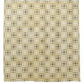 黒、白、黄色のパター市松模様にン シャワーカーテン (正面)