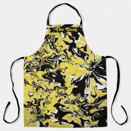 黒、白、黄色の渦巻き エプロン