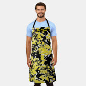 黒、白、黄色の渦巻き エプロン (着用した状態)