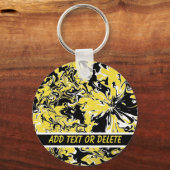 黒、白、黄色の渦巻き キーホルダー (正面)