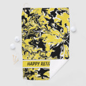 黒、白、黄色の渦巻き ゴルフタオル (インサイチュ)