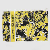 黒、白、黄色の渦巻き ゴルフタオル (横)