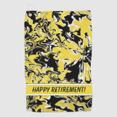 黒、白、黄色の渦巻き ゴルフタオル (正面)