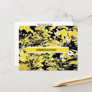 黒、白、黄色の渦巻き ポストカード