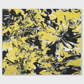 黒、白、黄色の渦巻き ラッピングペーパー (フラット)