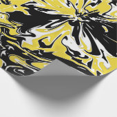 黒、白、黄色の渦巻き ラッピングペーパー (角)