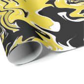黒、白、黄色の渦巻き ラッピングペーパー (ロールコーナー)