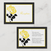 黒、白、黄色の芍薬のリネン封筒カード エンクロージャーカード (正面/裏面)