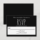 黒/白 RSVP - 返信ハガキ (正面/裏面)