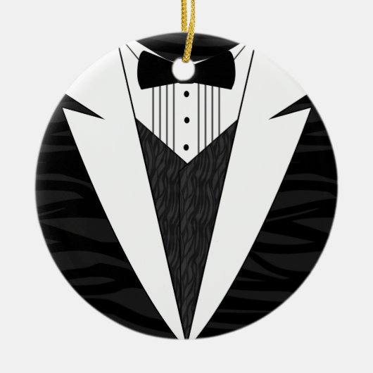 黒/白Tuxedo セラミックオーナメント (正面)