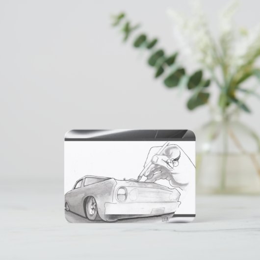 黒、素晴らし赤、白の線 名刺 (スタンド正面)