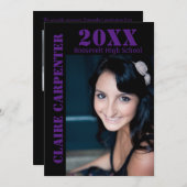 黒/紫のステンシルレター-広告 招待状 (正面/裏面)