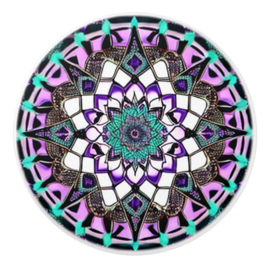 黒、紫、ティール（緑がかった色）のセラミックノブ セラミックノブ (正面)