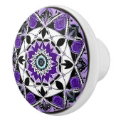 黒、紫、ティール(緑がかった色)マンダラセラミックノブ セラミックノブ (右)